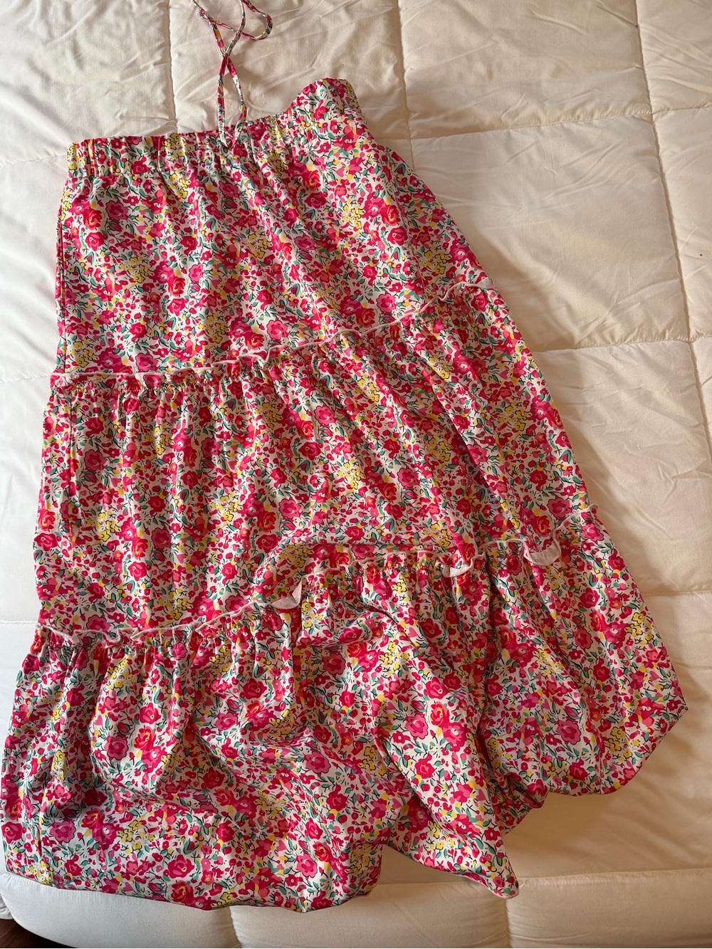 SHEIN Pink Floral Tiered Maxi Skirt